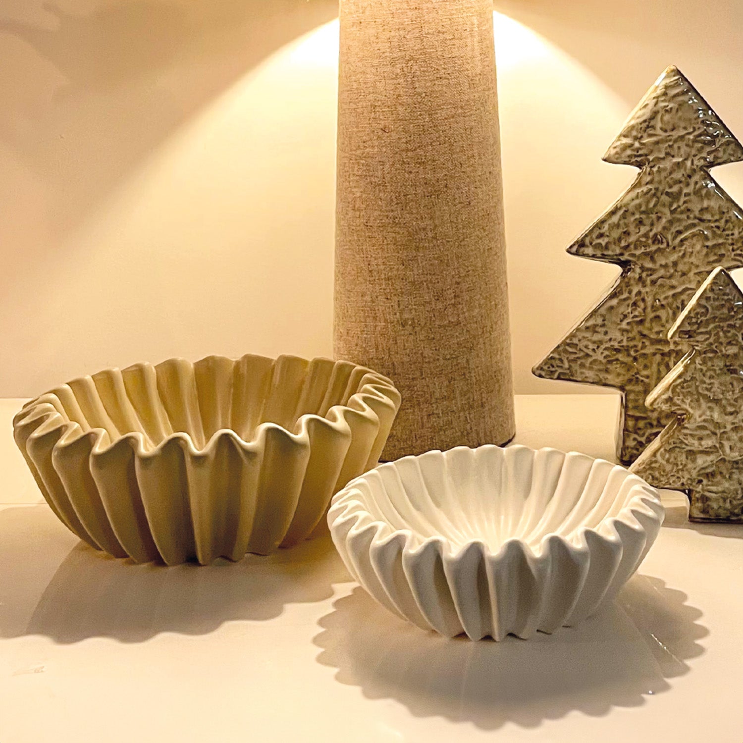 Beije Decorative Ruffle Bowl Resin Centerpiece for Home or Garden