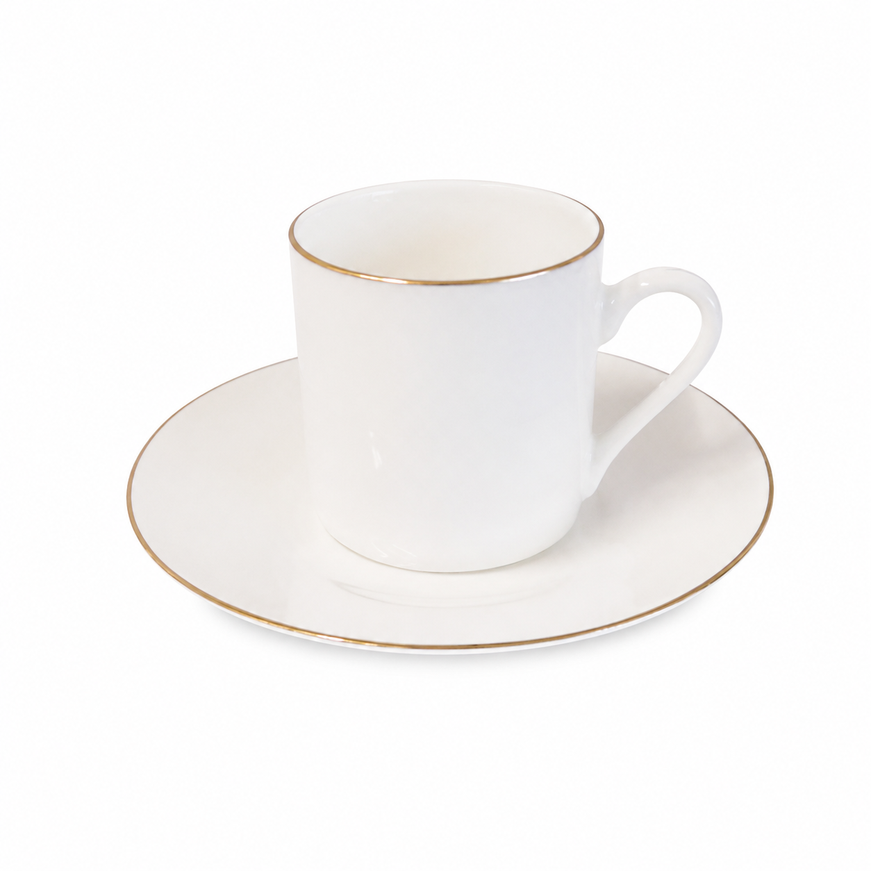 SET OF 6 COFFEE CUPS & SAUCERS 80CC WITH GOLD RIM
