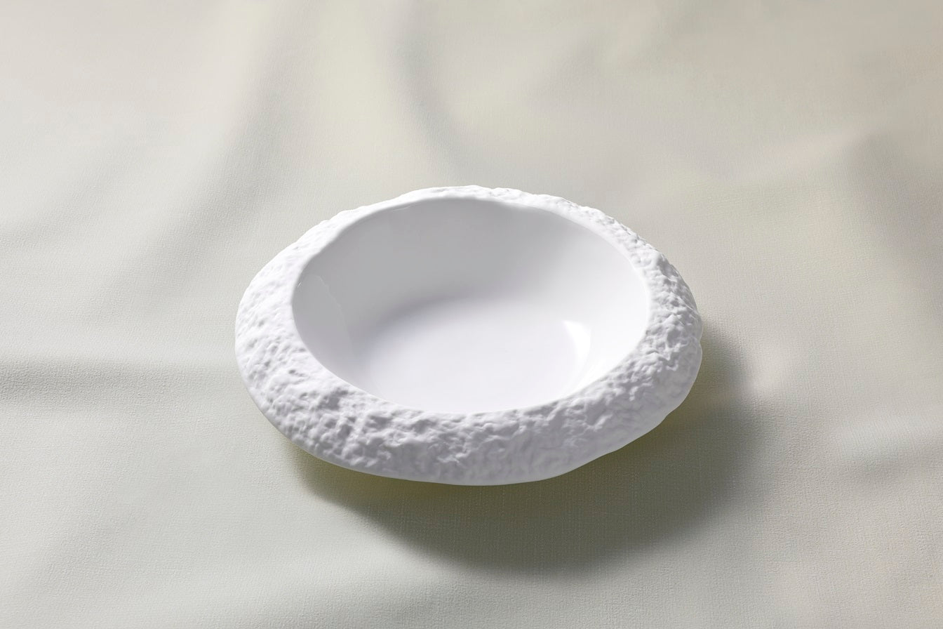 Porcelain Deep Plate Calcaire Textured Ceramic Tableware 21.5 cm