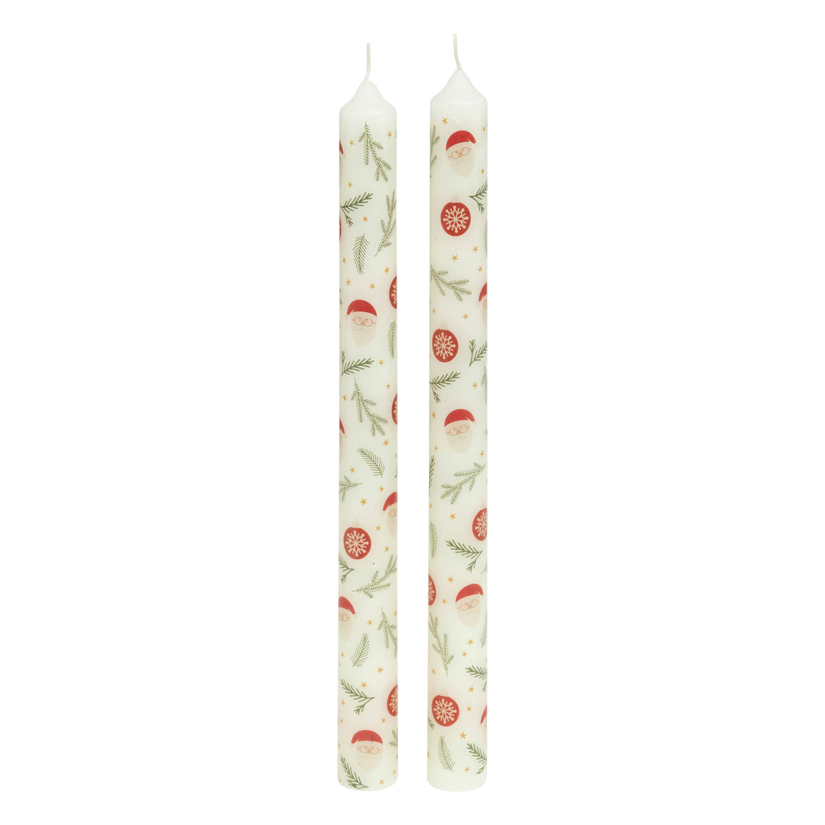 Set of 2 Printed Taper Candles, Santa Claus – 24.5 cm Christmas