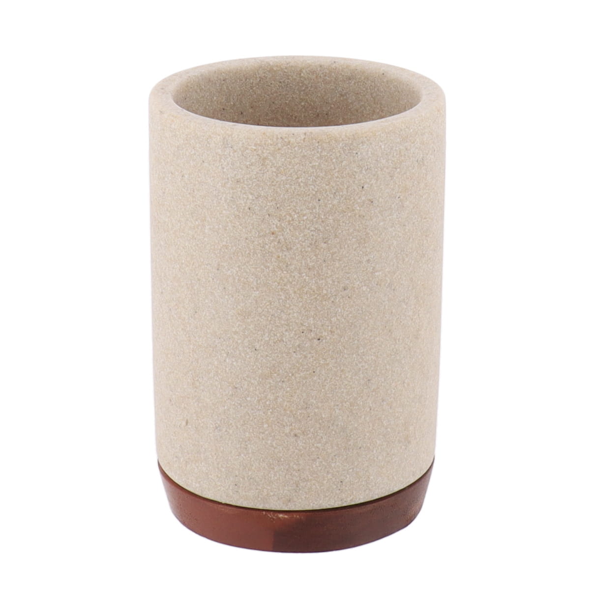 Tumbler Acacia Polyresin Toothbrush Holder Natural Bathroom Accessory