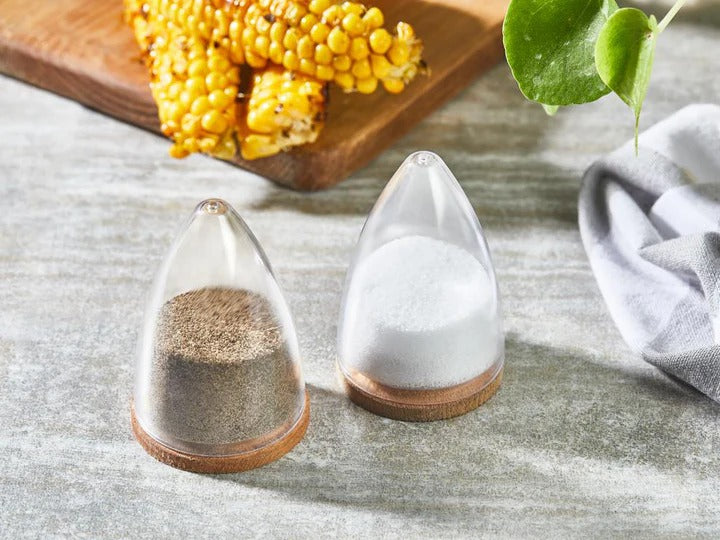 Acrylic Salt & Pepper Set with Wooden Base
