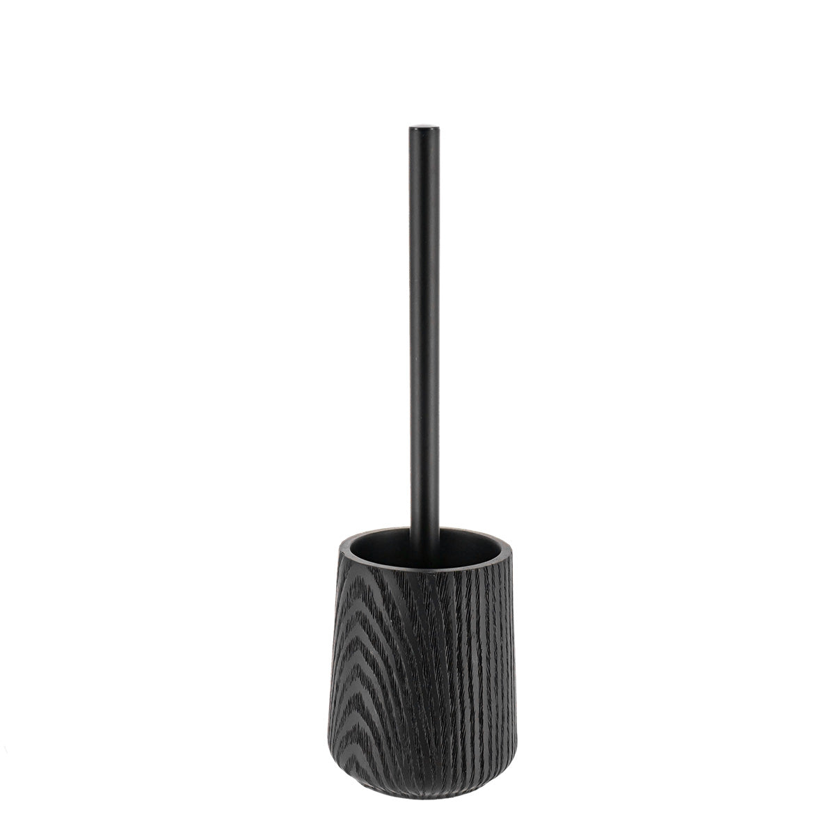 Toilet Brush Wood Effect Polyresin Bathroom Accessory Black or Natural