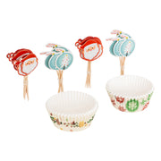 Set of 50 Christmas Cupcake Cases & 25 Festive Skewers