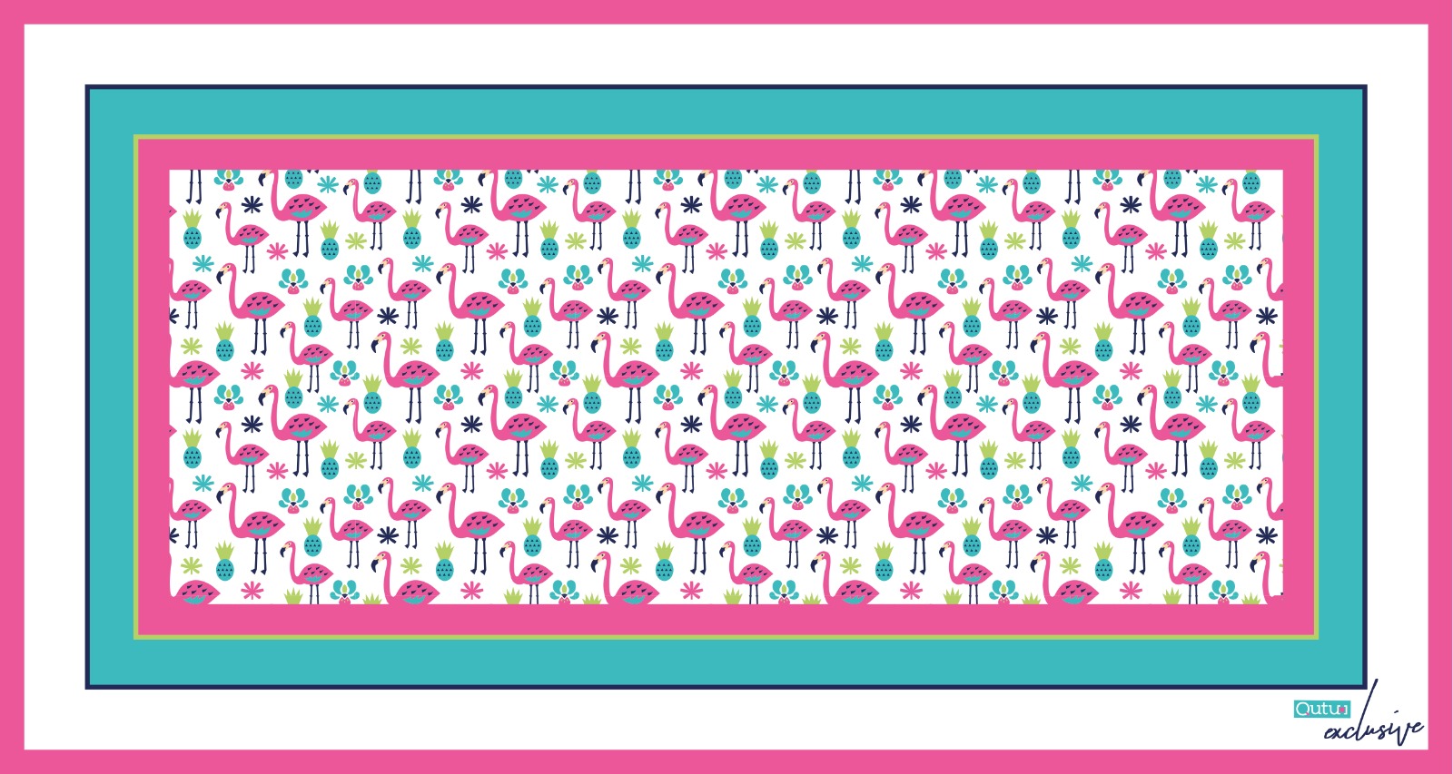 Carpet Pineapple Pink/Blue Flamingo & Pineapple Area Rug 80x150 cm