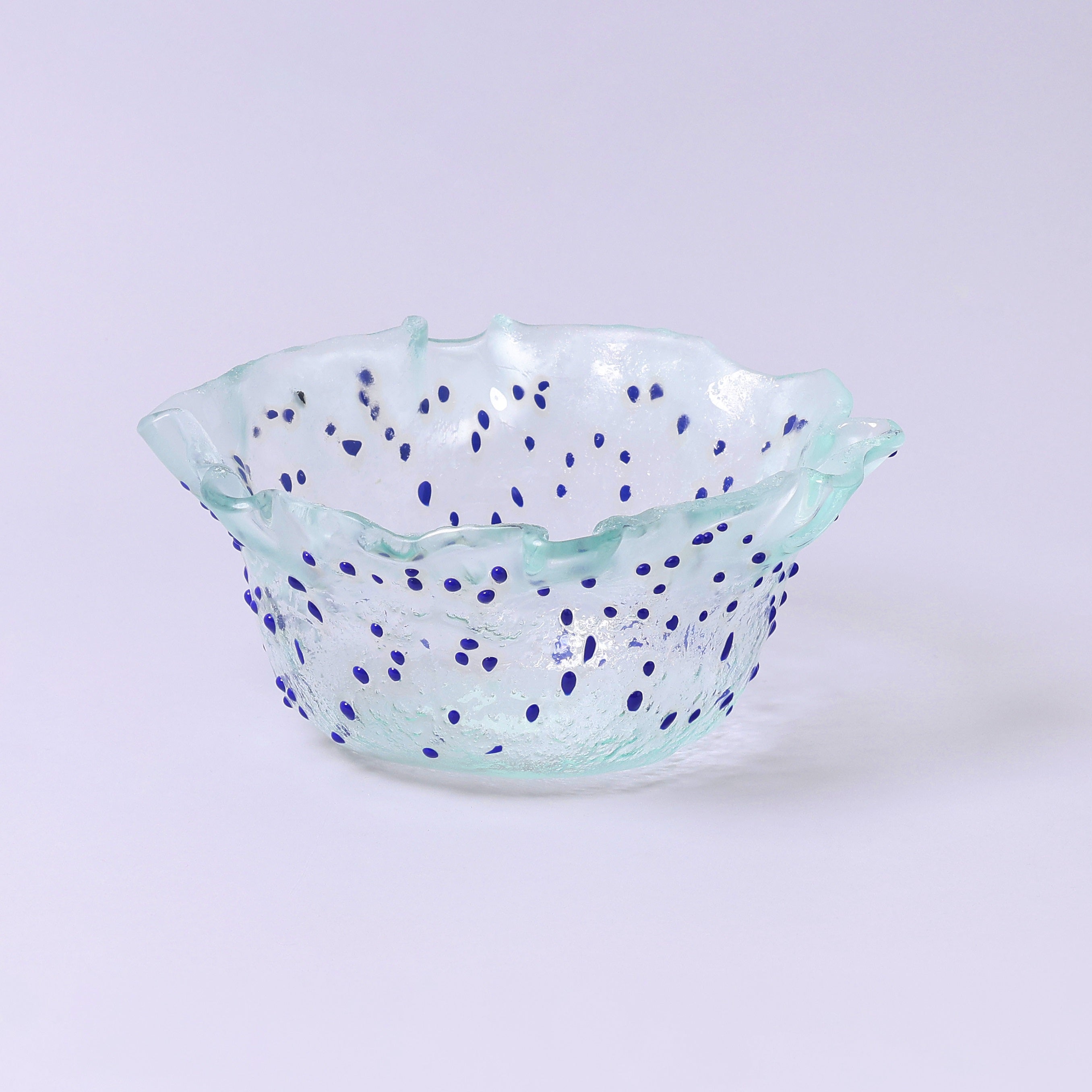 Handmade Glass Serving Bowl with Colorful Patterns