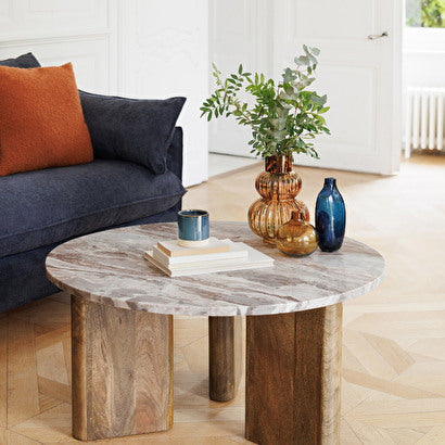 Coppa Coffee Table - Marble Top & Mango Wood Legs