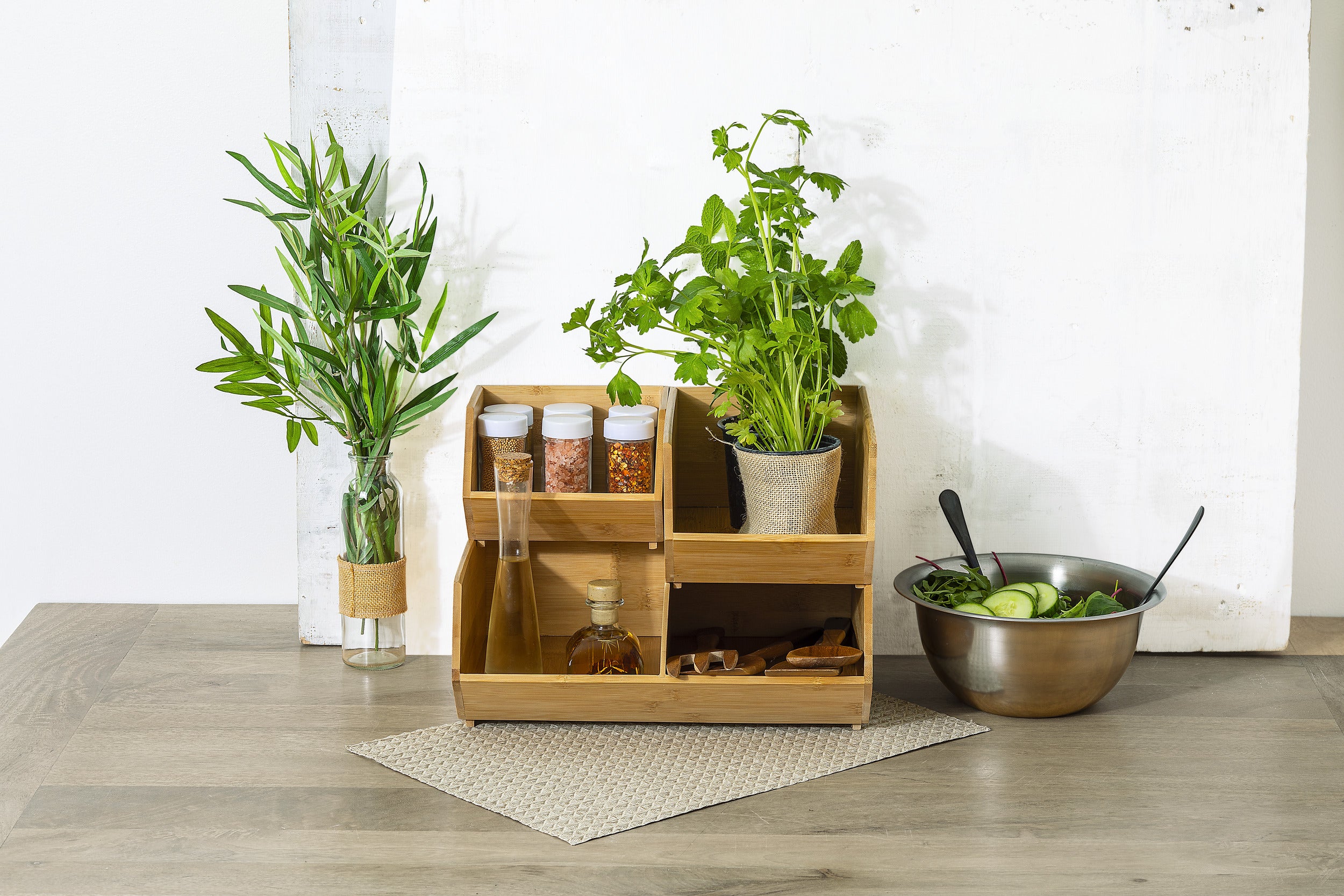 Stackable Bamboo Organizer – Compact & Stylish Storage