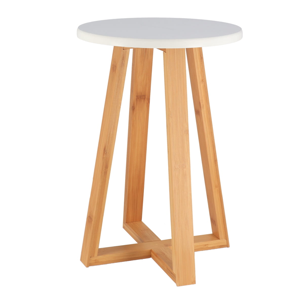 Stool with Bamboo Feet, Modern Round Seat, White or Black MDF Top
