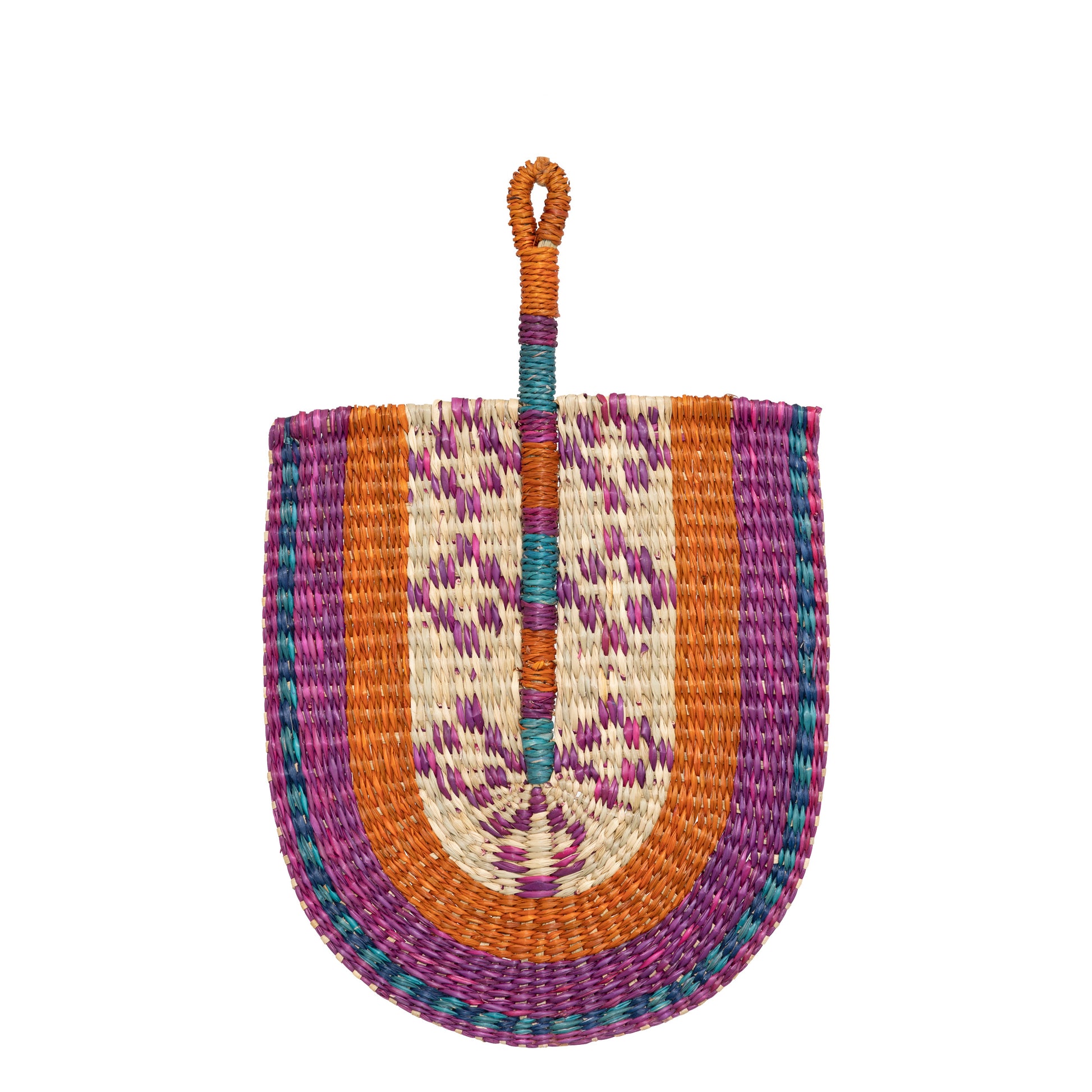 Wall Decoration "Yuca" - Multicolored Woven Reed Wall Art, Ethnic Accent