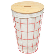 Laundry Basket Modern, Pink - Iron/MDF/Linen