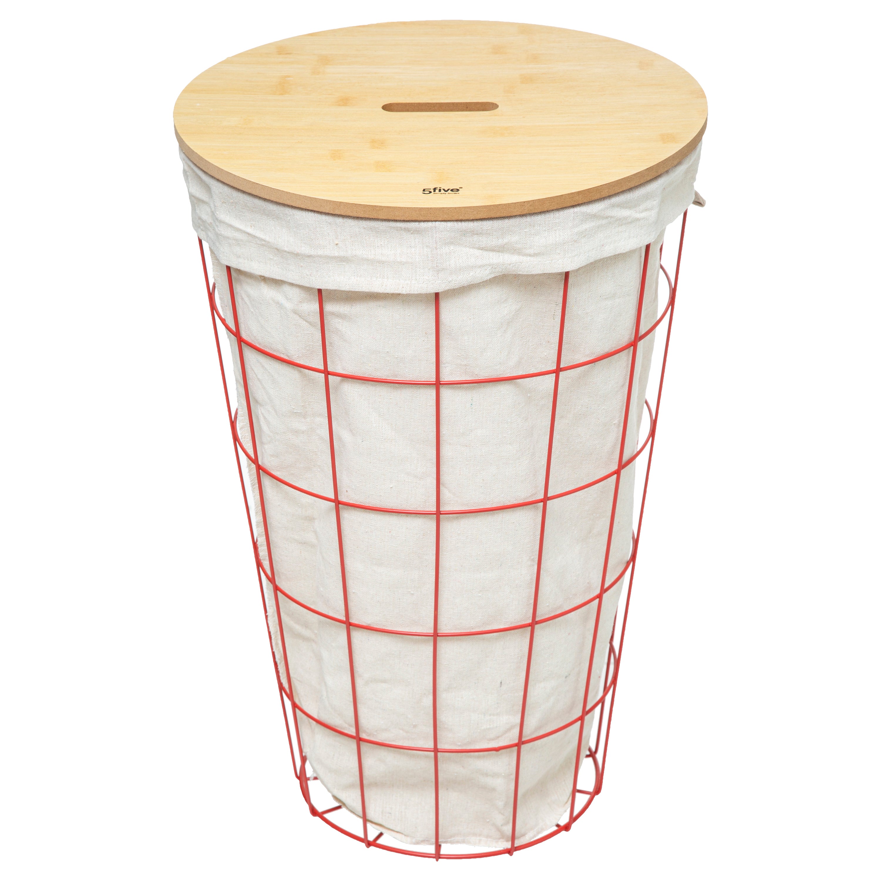 Laundry Basket Modern, Pink - Iron/MDF/Linen