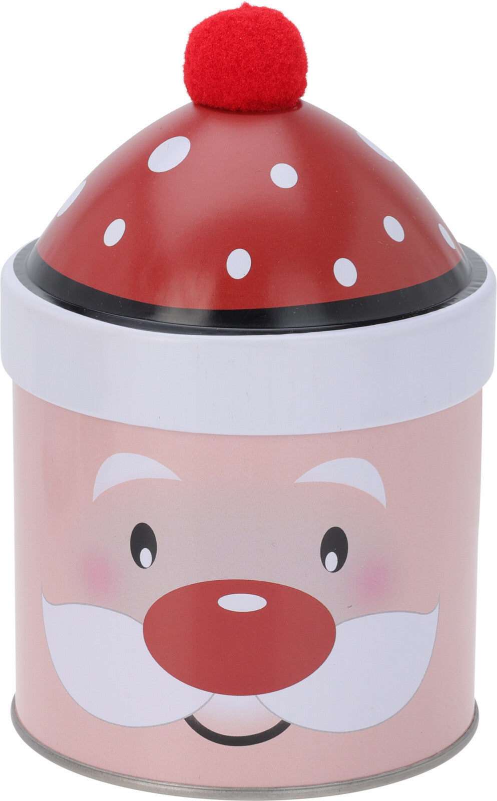 Christmas Storage Tin - 9x14 cm Festive Tin with Pom-Pom, 5 Designs
