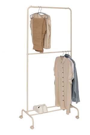 Liny Double Clothing Rack - Steel, Double Bar & Bottom Shelf
