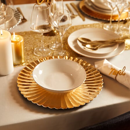 Flat Presentation 33 cm Shell Design Charger Plate - Gold, Silver