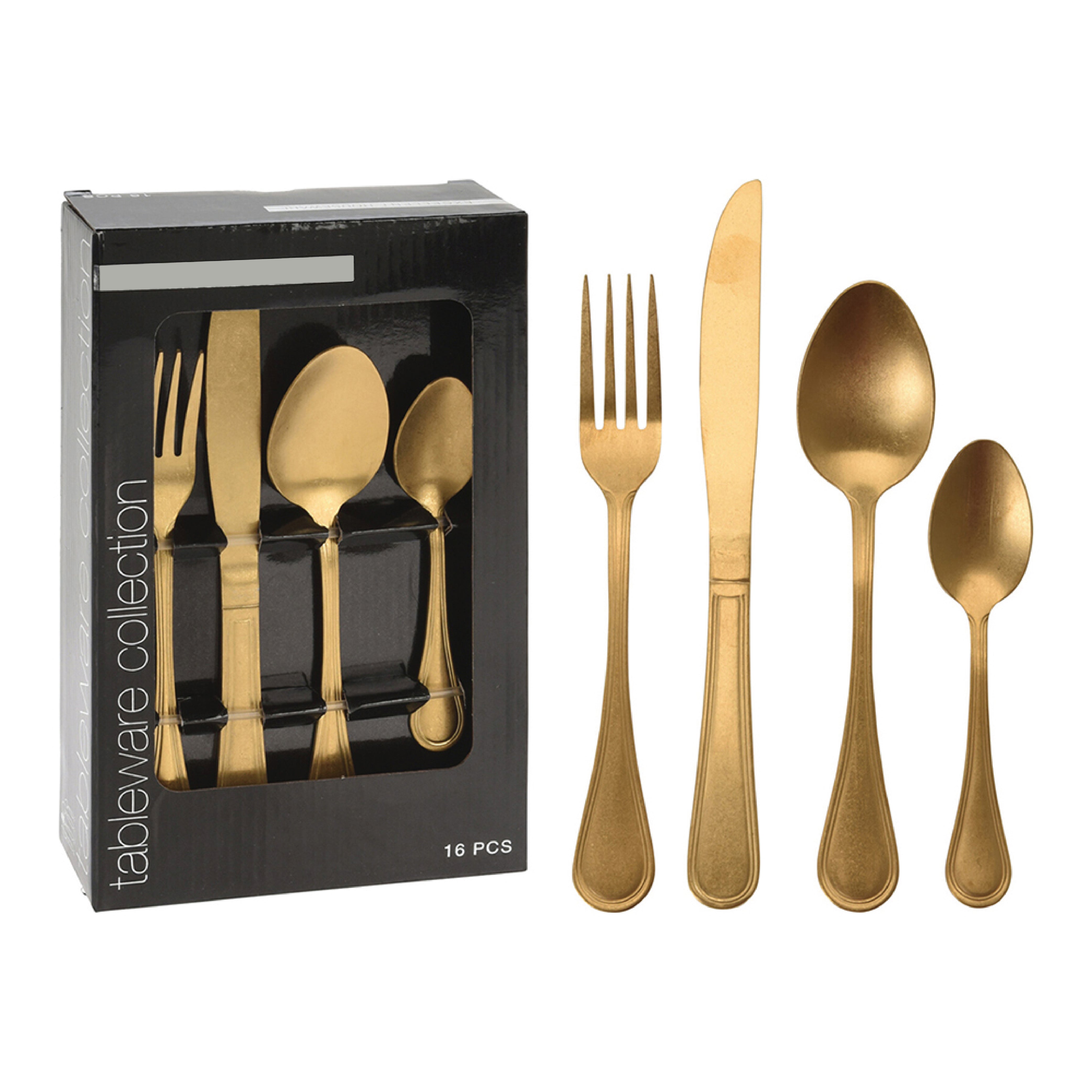 Cutlery Set 16Pcs Antique Gold