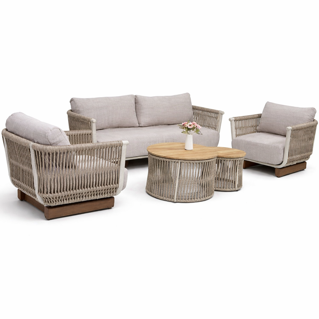 Luxury Patio Sofa Set 3+1+1 with 2 Tables