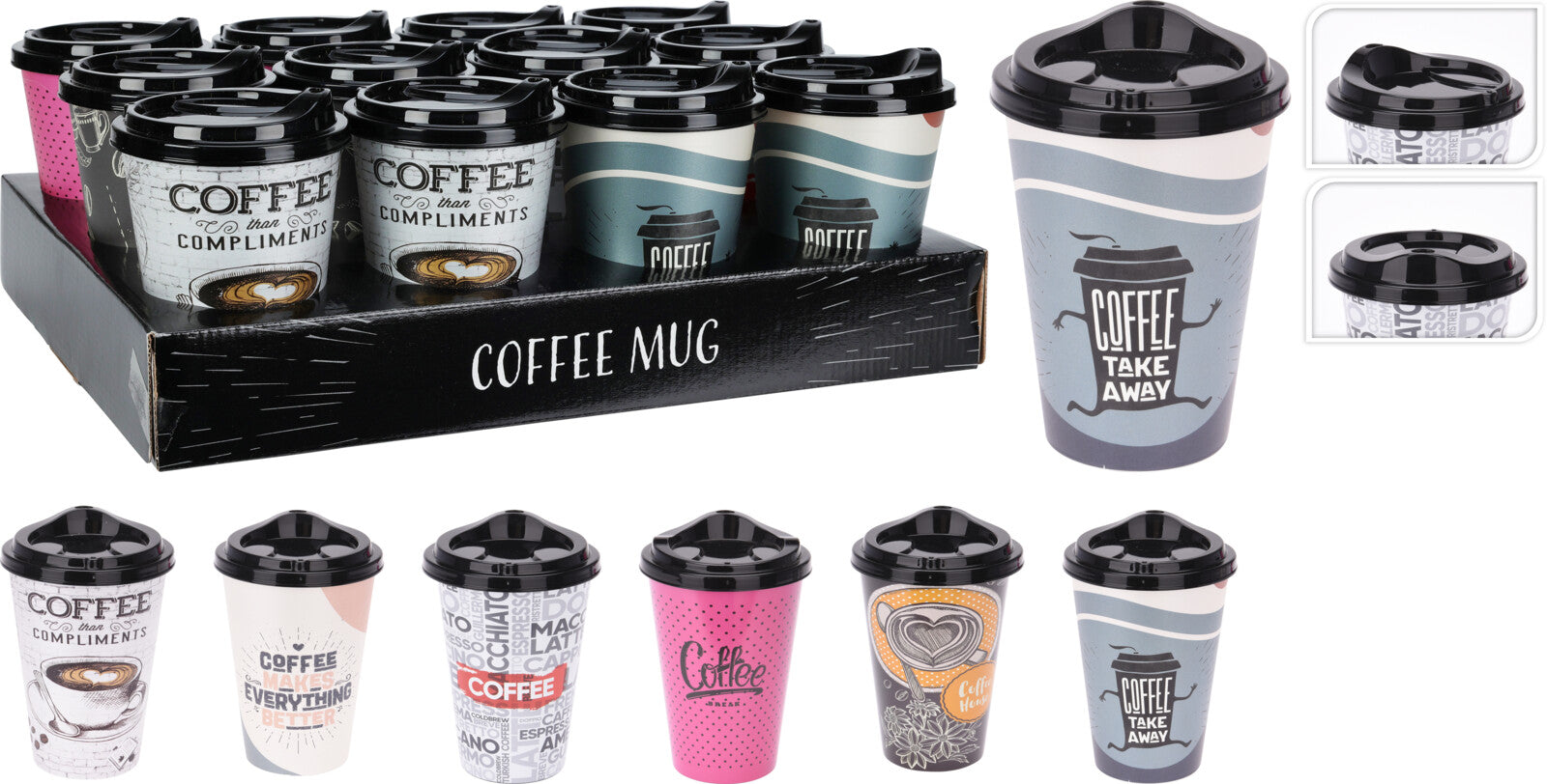 Plastic Coffee Cup with Lid, 500 ML
