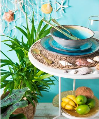 Maldive 12 Piece Stoneware Dinner Set with Reactive Glaze