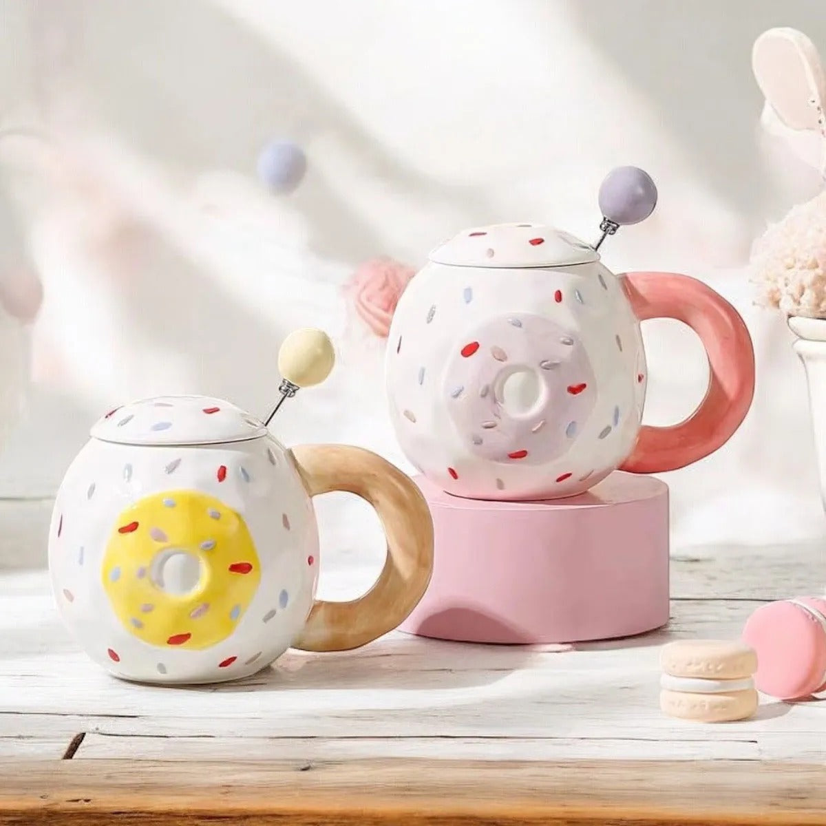 Handmade Donut Mug with Lid