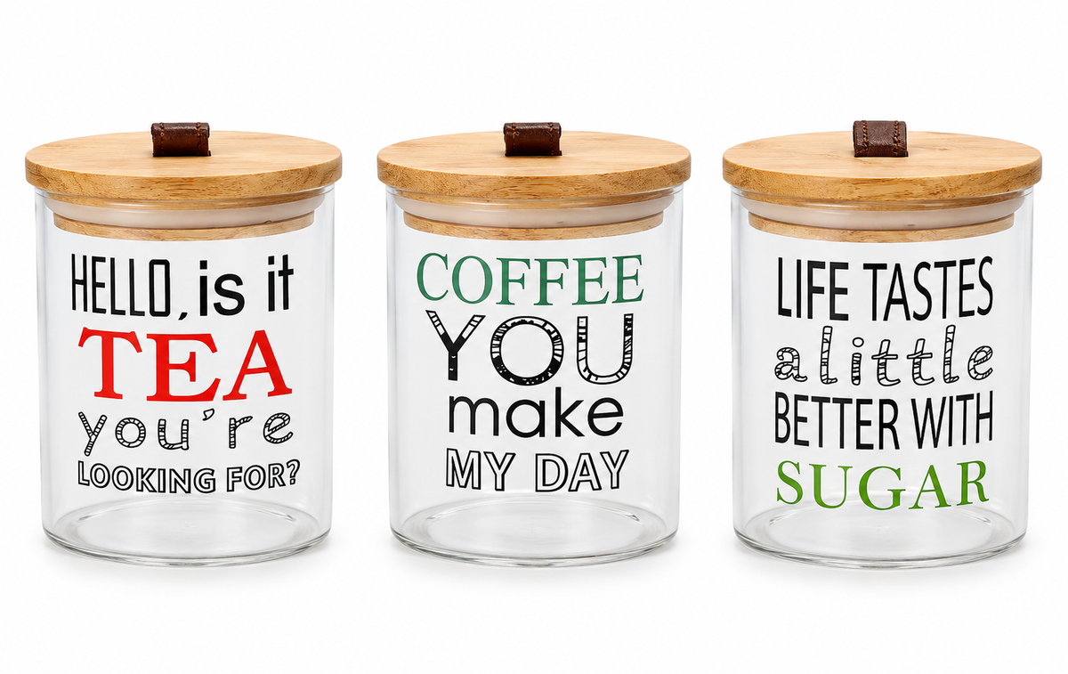 Set of 3 Glass Storage Jars with Bamboo Lids – 10 × 11.5 cm