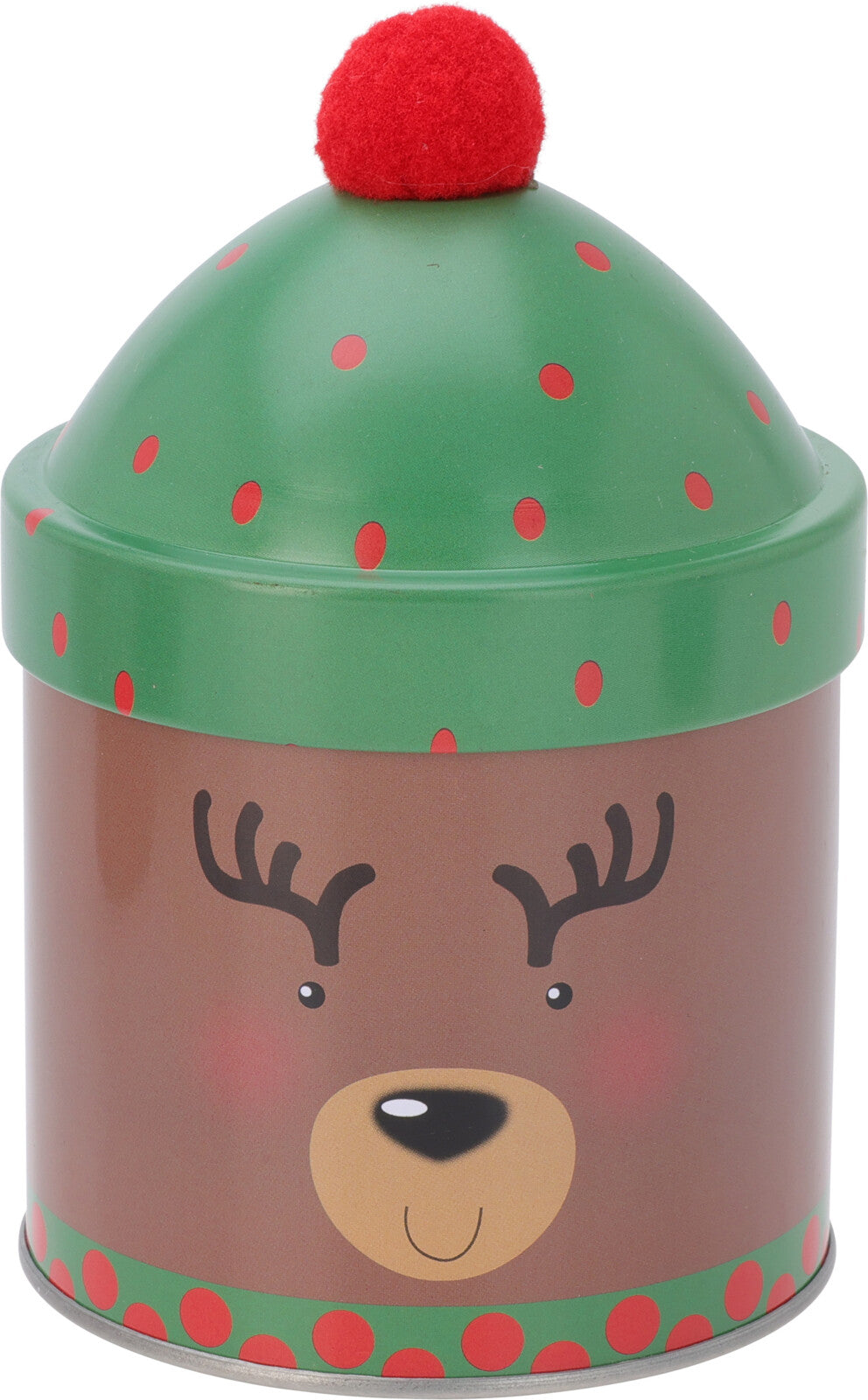 Christmas Storage Tin - 9x14 cm Festive Tin with Pom-Pom, 5 Designs