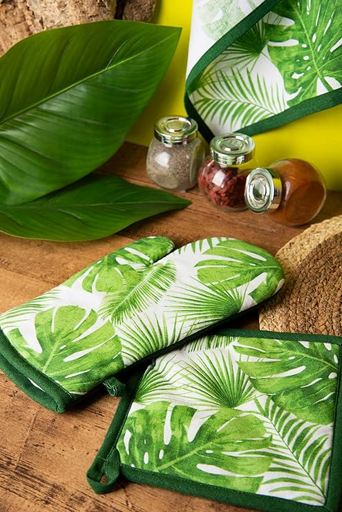 Foliage Oven Glove - 100% Cotton, Polyester Filled