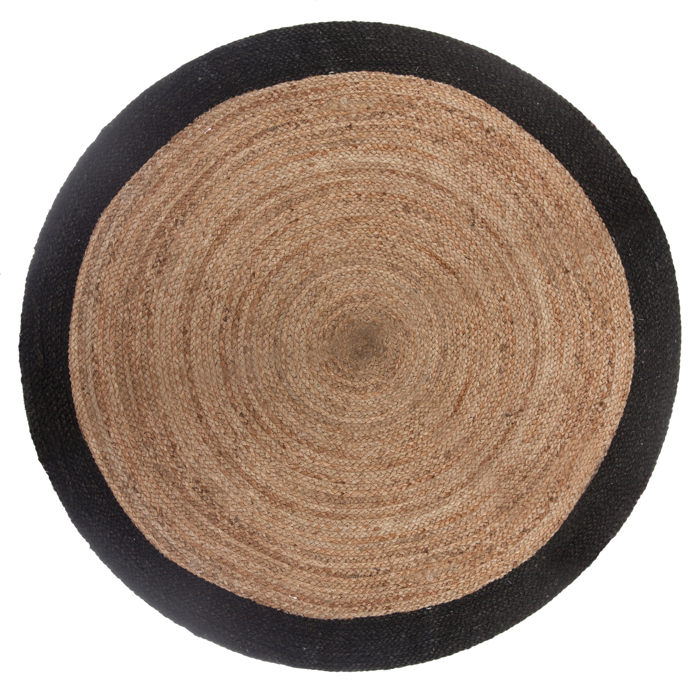 Carpet Jute Black Border - Round Natural Rug