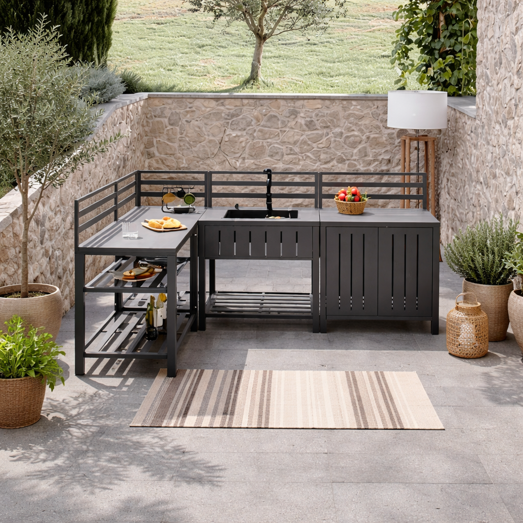 Verde Outdoor Kitchen Bar Set With Aluminum Structure And Sink