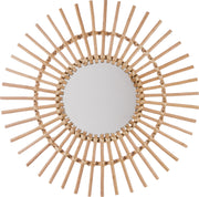 Sun Rattan Mirror, Bohemian Wall Decor, Light Amplifier
