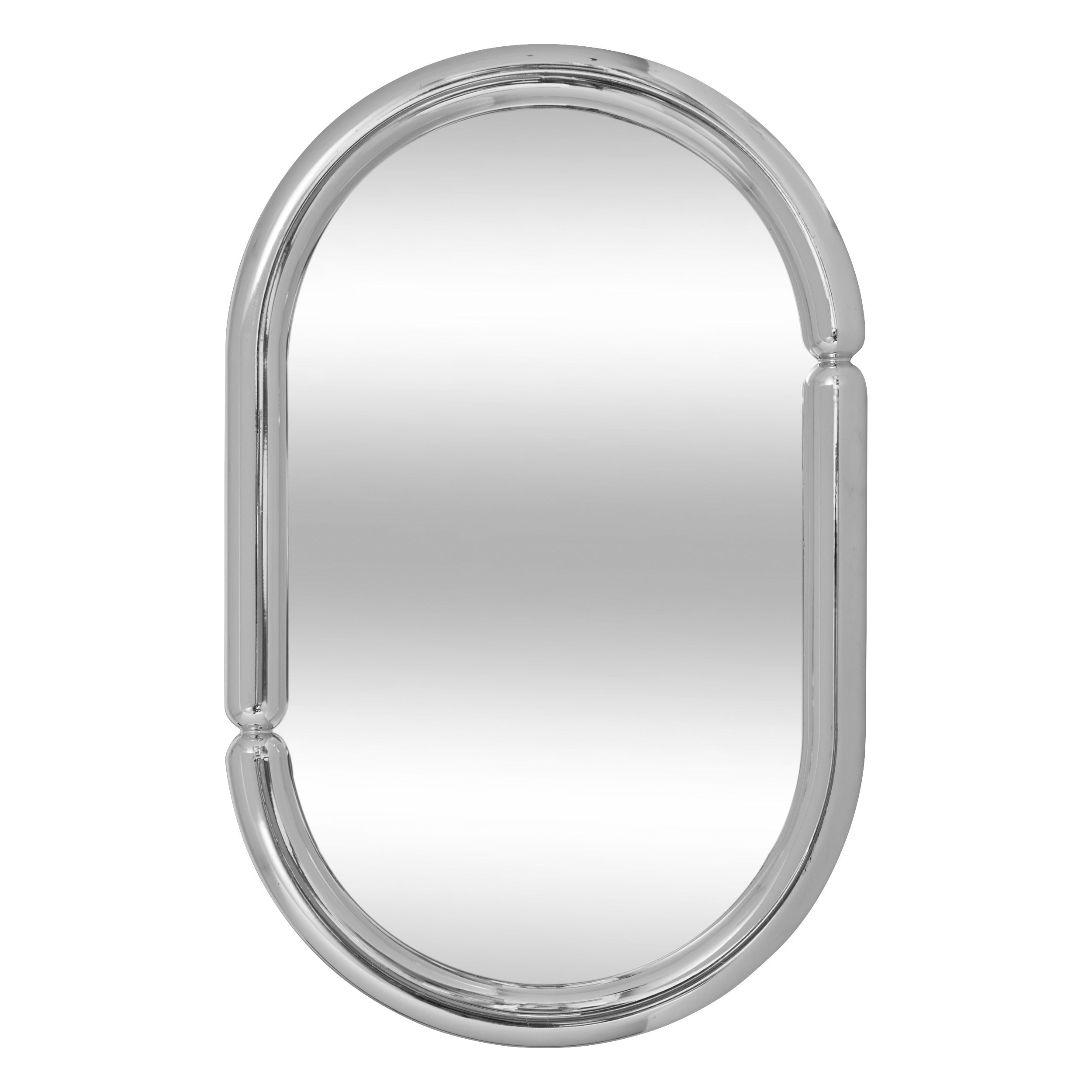 Wall Mirror "Micaela" — Oval Chrome-Effect Frame 35x55 cm