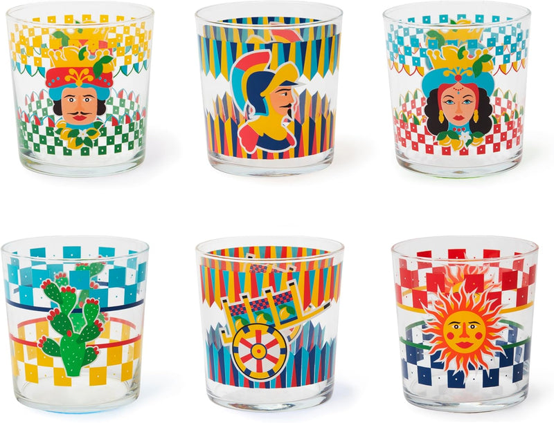 Sicilian Rhapsody Set of 6 Decorated Glasses
