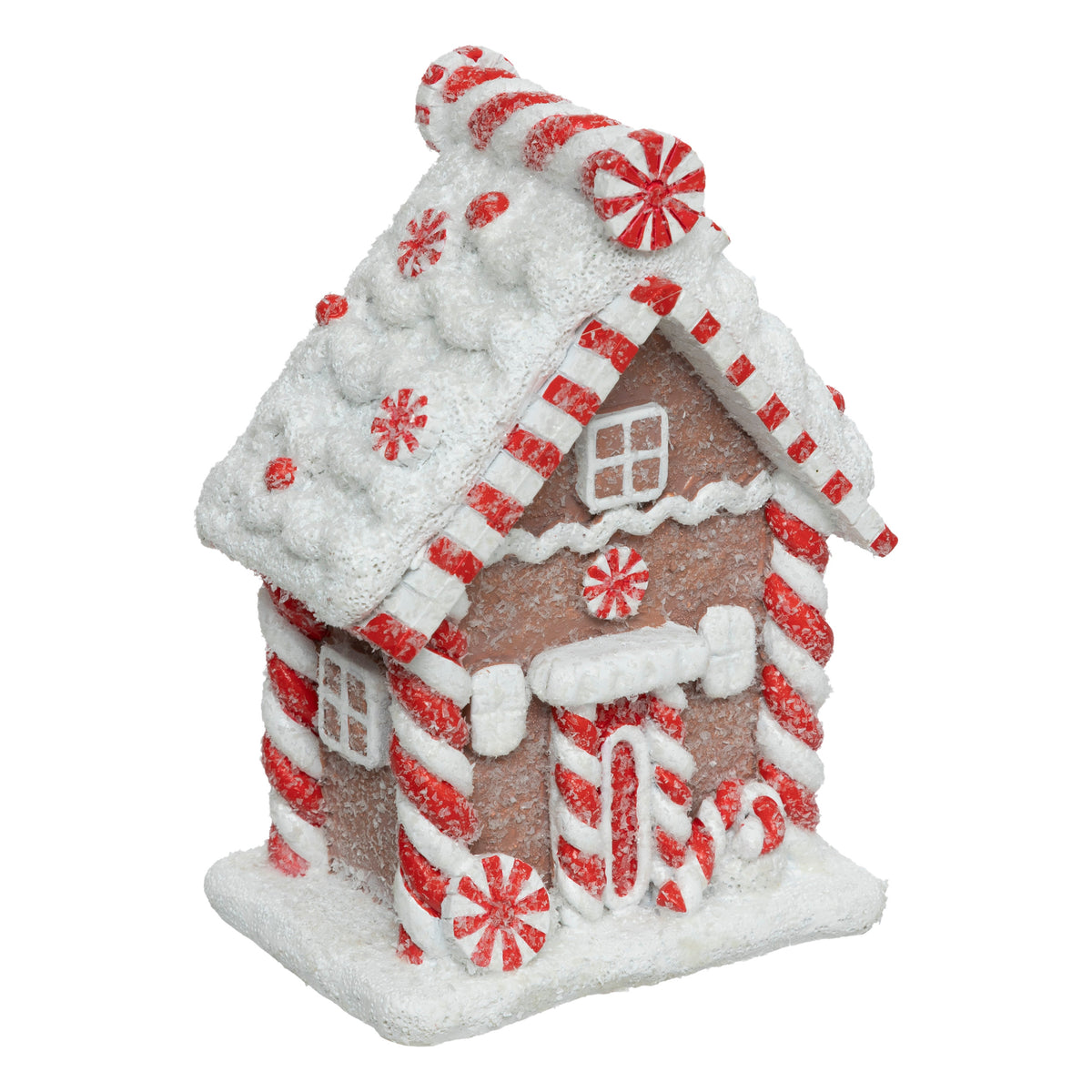 Gingerbread House Resin Christmas Decoration - Candy Cane Snow