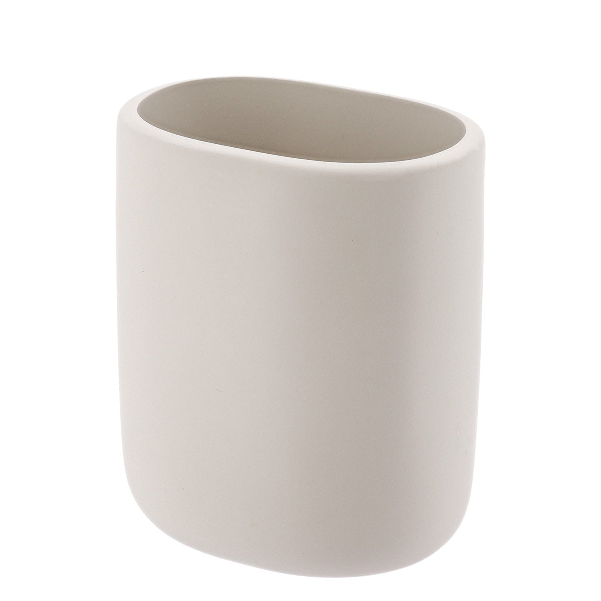 Oval Tumbler Matte Polyresin Toothbrush Holder Japandi Bathroom Accessory