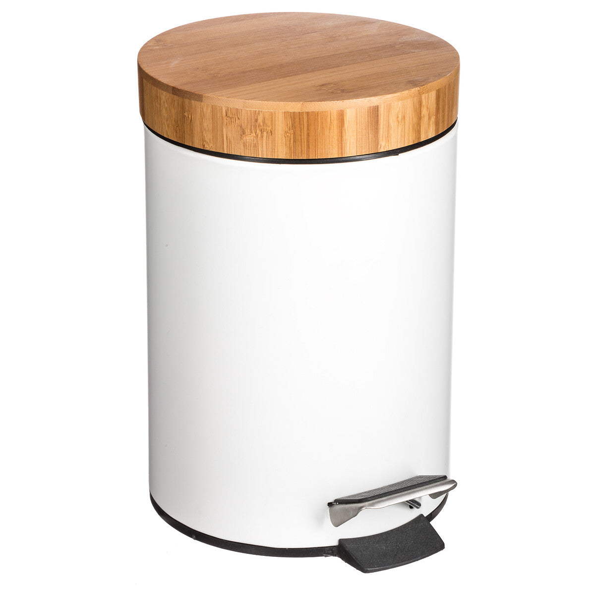 3L Natureo White Dustbin with Bamboo Lid