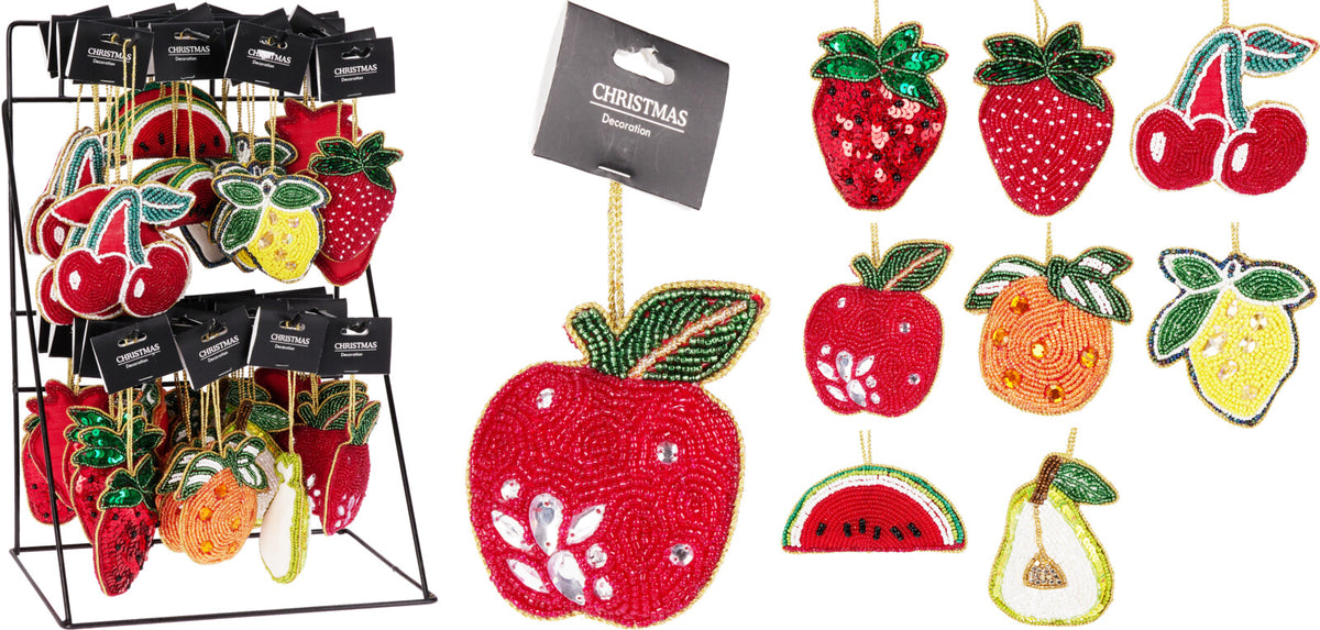 HANGINGDECORATION Beaded Embroidery Fruit Ornaments 10cm
