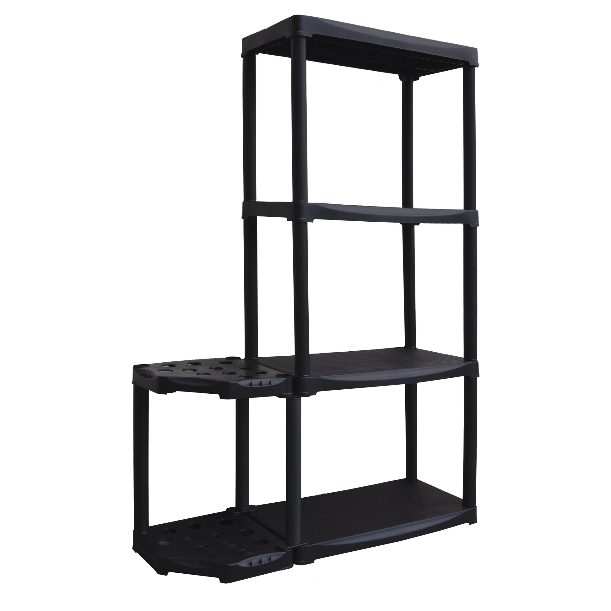 Broom Holder 2 Levels Shelf with Extra Utility Shelf