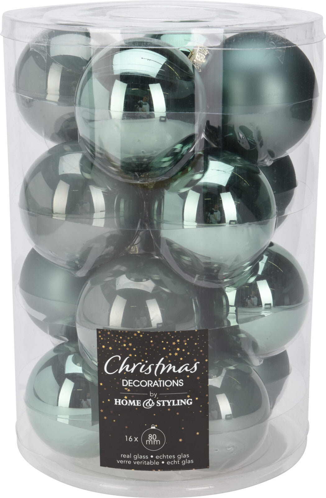 Glass Xmas Ball 16 pcs - 8 cm Glass Ornaments, Mixed Finishes