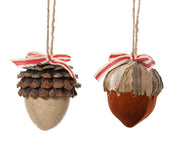 Acorn Foam Jute Bow Hanging Christmas Tree Decoration, 16cm x 20cm