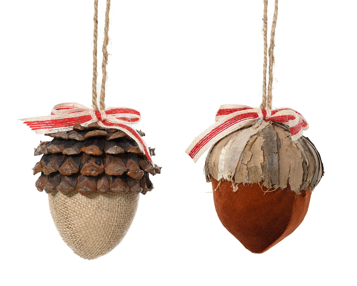 Acorn Foam Jute Bow Hanging Christmas Tree Decoration, 16cm x 20cm