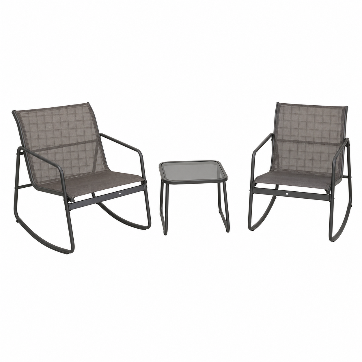 Steel Rocking Chair Set with Side Table
