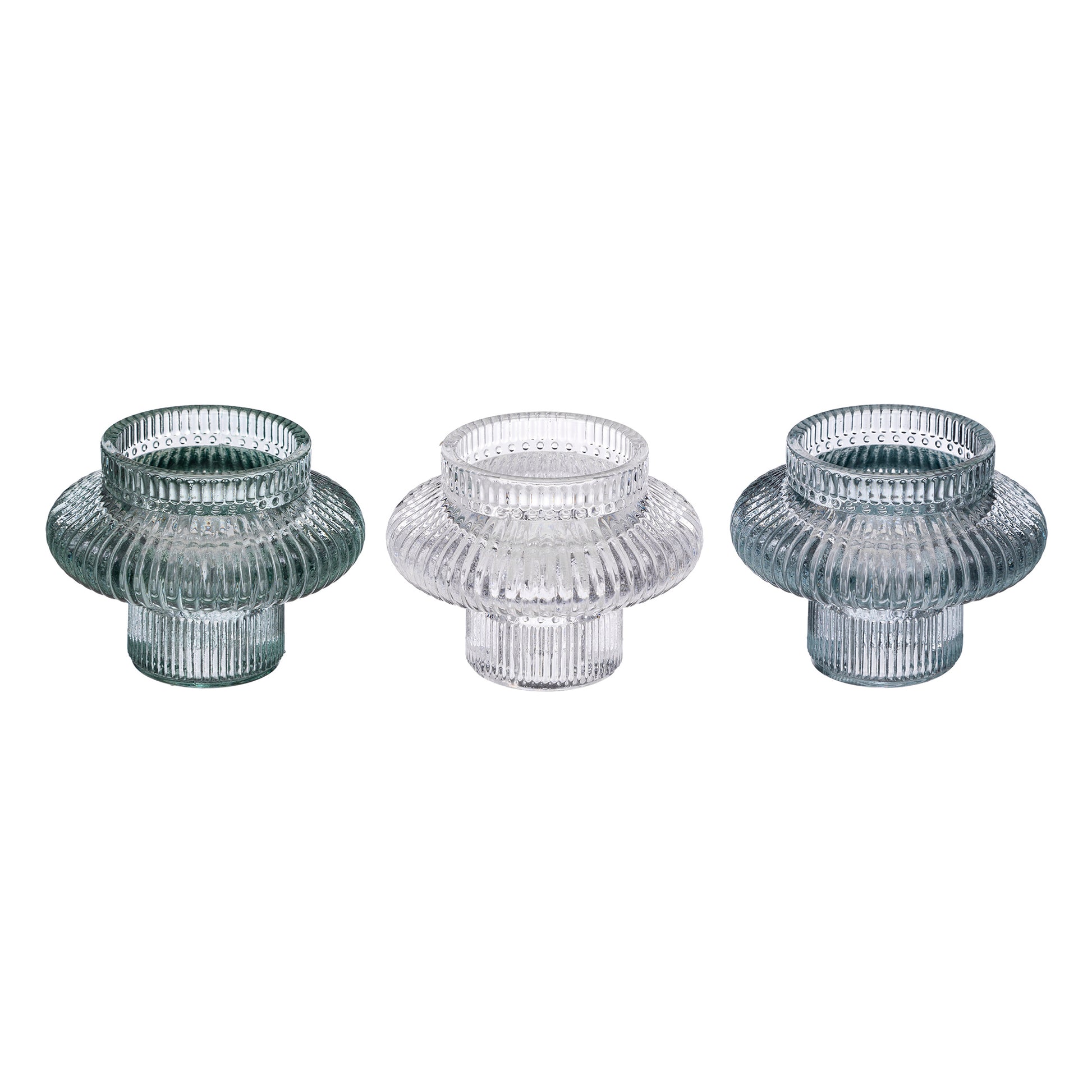 SETX3 GLASS CANDLE HOLDER