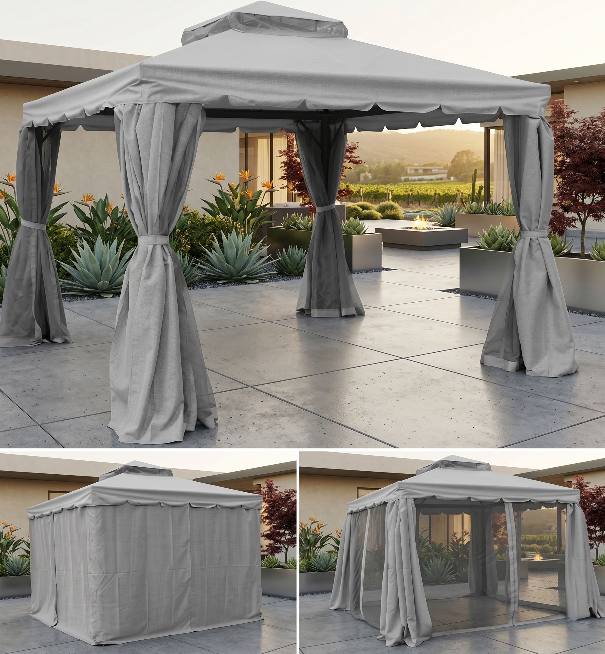 Double Curtain Gazebo