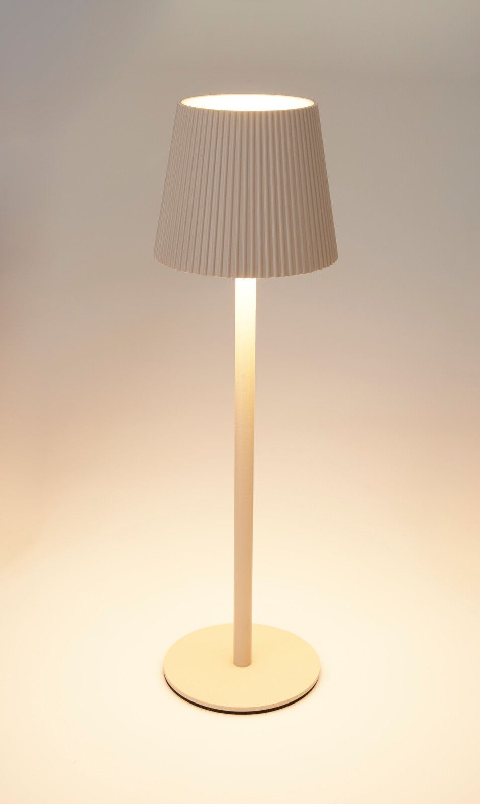 TABLE LAMP Rechargeable 32 LED Warm White USB Charge Striped Shade 36.2cm