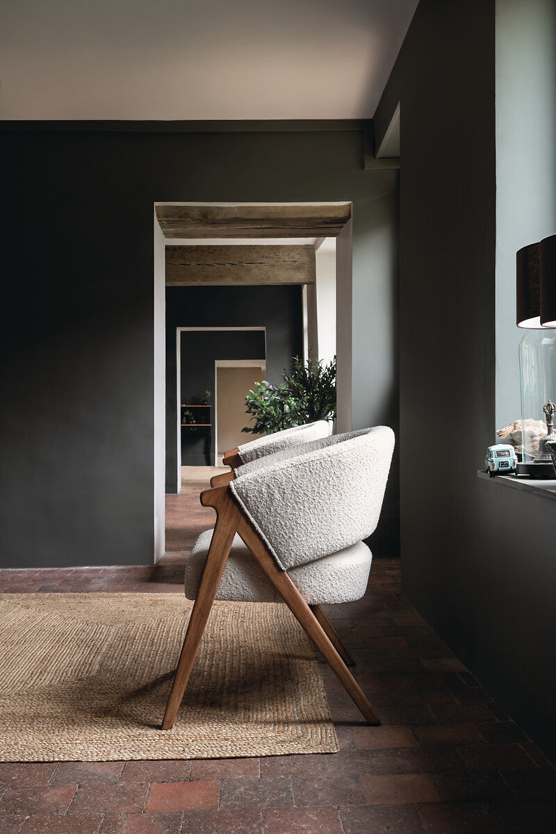 "Amza" Armchair with Exposed Rubberwood Frame