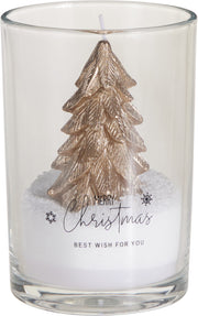 Clear Glass With Wax Powder And Christmas Tree Candle - D10x14.5 cm