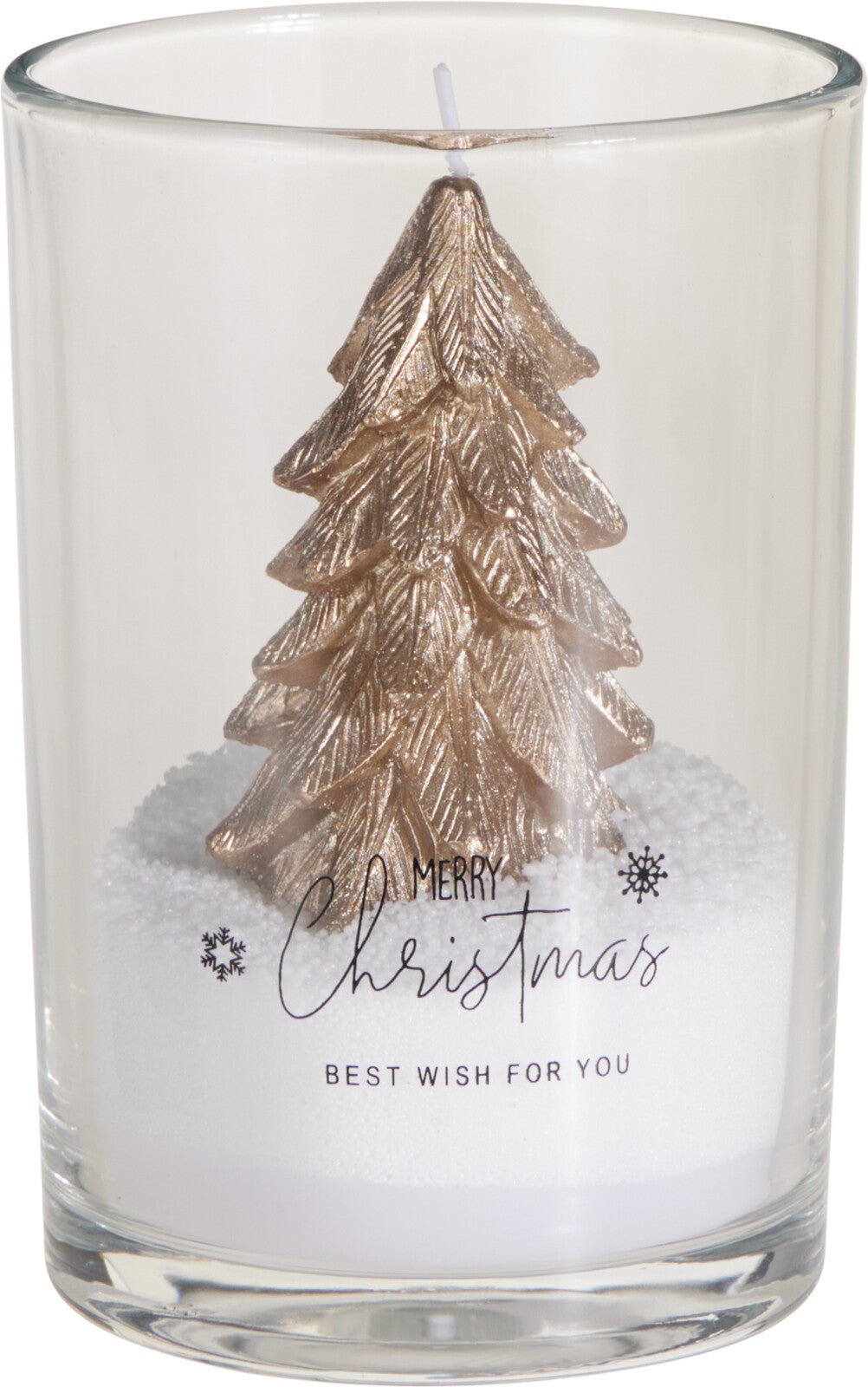 Clear Glass With Wax Powder And Christmas Tree Candle - D10x14.5 cm