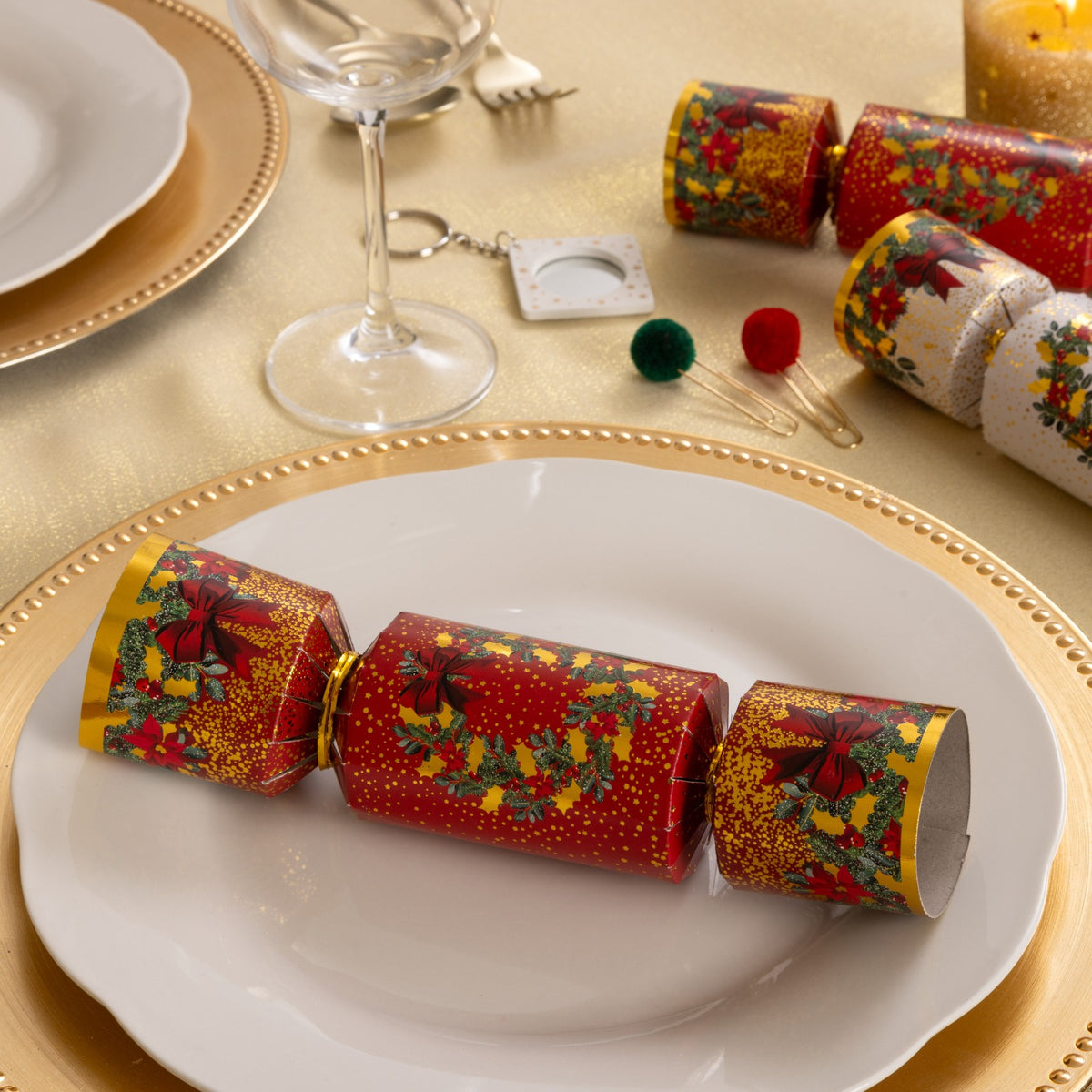 Set of 6 Christmas Wreath Paper Crackers, D. 5 x W. 20 cm