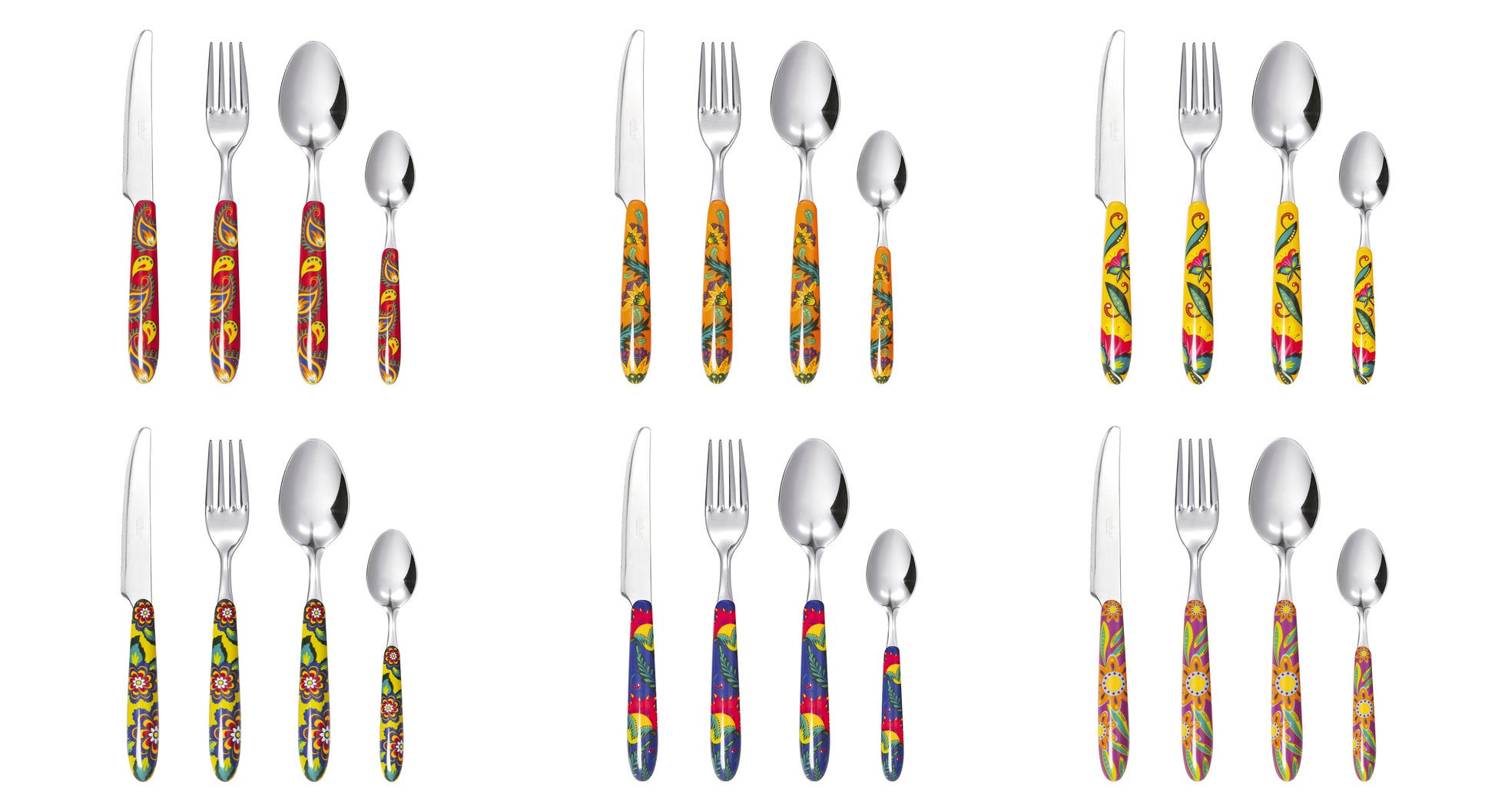 "Gipsy Soul" 24-Piece Multi-Decor Cutlery Set - Stainless Steel & Glass-Filled Polyester