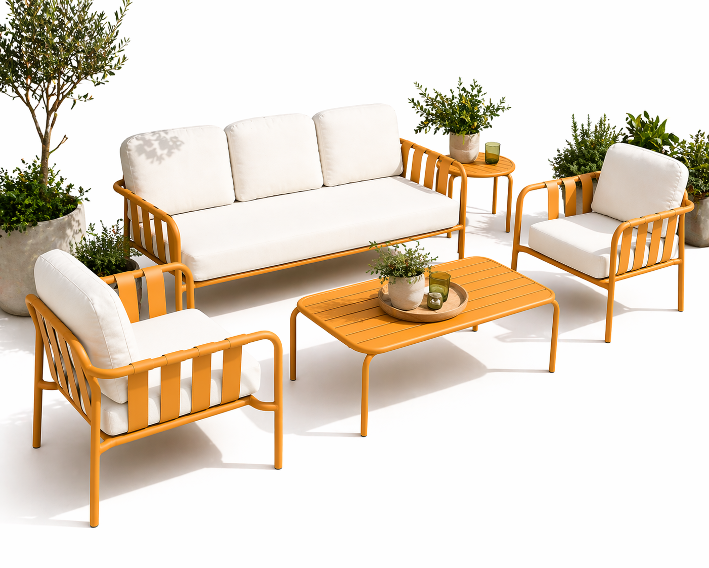 Valetta Aluminum Outdoor Set, Modern Garden Lounge Furniture